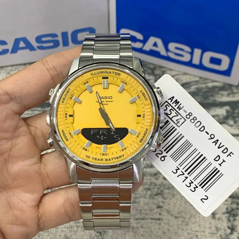 Casio Yellow Dial Sports Dual Time Men’s Watch  AMW-880D-9AV